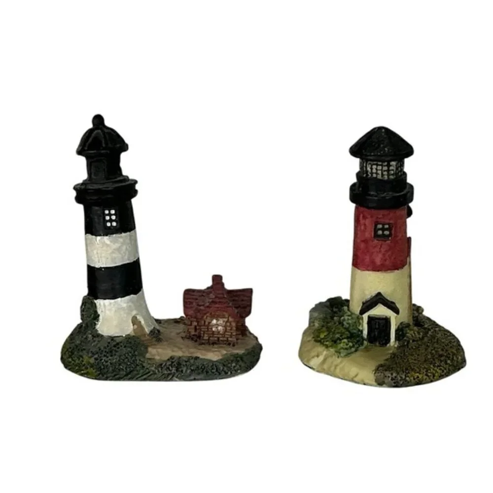 Lighthouse Candle Holder Figurines Outer Banks Nautical Collectible Vintage 3 PC